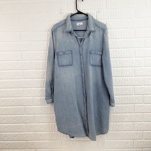 LOU & GREY blue chambray long sleeve shirt dress XL